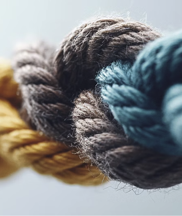 Multi-colored rope intertwined